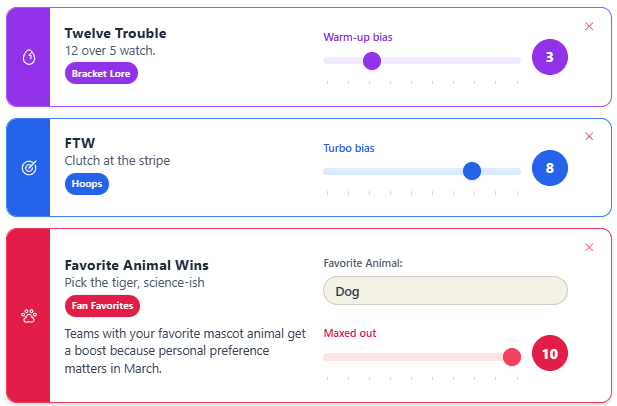 Model sliders screenshot